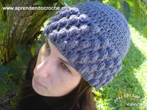 gorro croche ponto pipoca