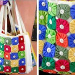 Bolsa decorada com fuxico