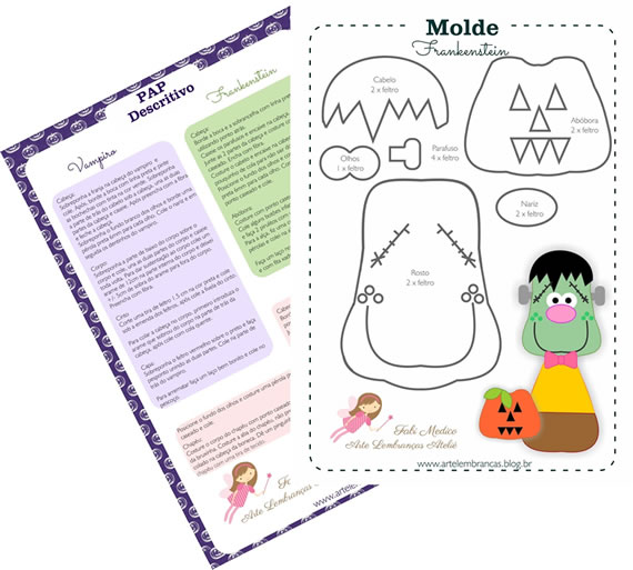 Moldes Halloween de bonecos de Feltro